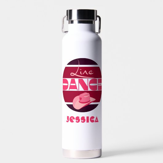Line Dance Liebe Cowboyhat pink Trinkflasche (Vorne)