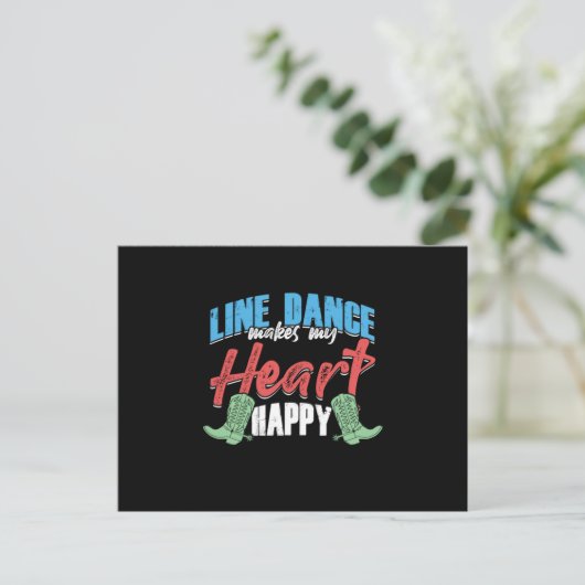 Line Dance macht mein Herz zu einem fröhlichen Cou Postkarte (Stehend Vorderseite)