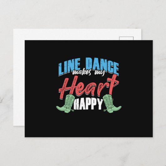 Line Dance macht mein Herz zu einem fröhlichen Cou Postkarte (Vorne/Hinten)