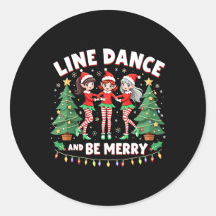 Line Dance und seien Sie frohe Weihnachten Niedlic Runder Aufkleber