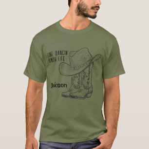 Line Dancing Art of Life Boots Hat Grün T-Shirt
