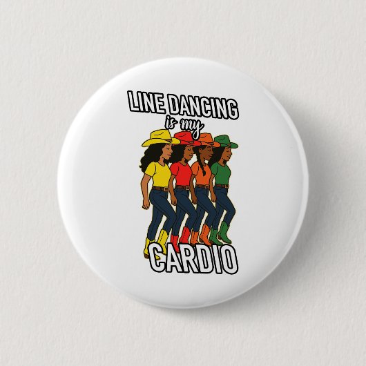 Line Dancing Cardio Black Women Dancers Cowboy Boo Button (Vorderseite)