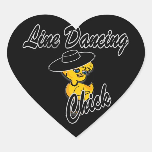 Line Dancing Chick #4 Herz-Aufkleber (Vorderseite)