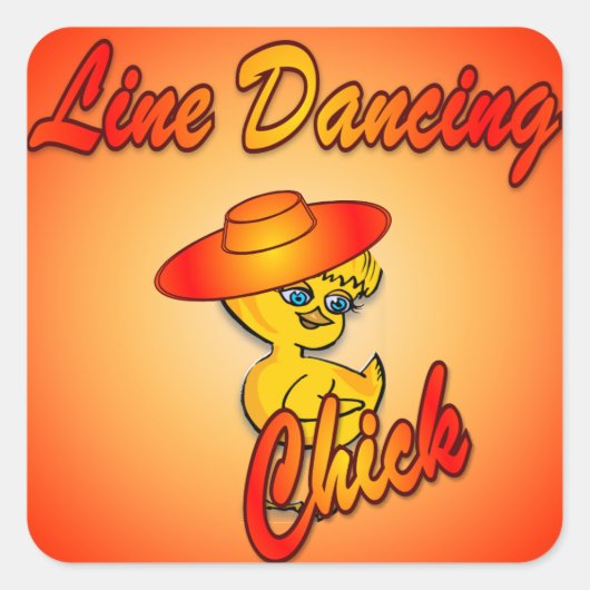 Line Dancing Chick #5 Quadratischer Aufkleber (Vorderseite)
