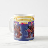 Line Dancing Country Strip Gelbe blaue Tasse (Vorderseite Links)
