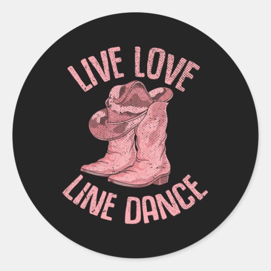 Line Dancing Cowboy Boots Hat Line Dancer Line Dan Runder Aufkleber (Vorderseite)