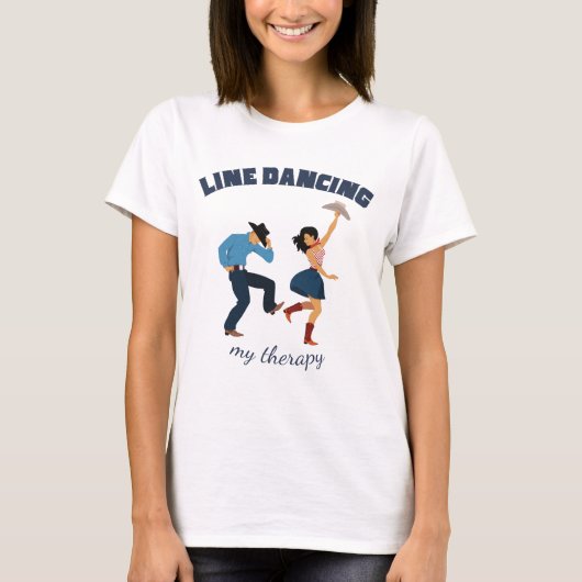 Line Dancing Cowboy und Cowgirl T - Shirt (Vorderseite)