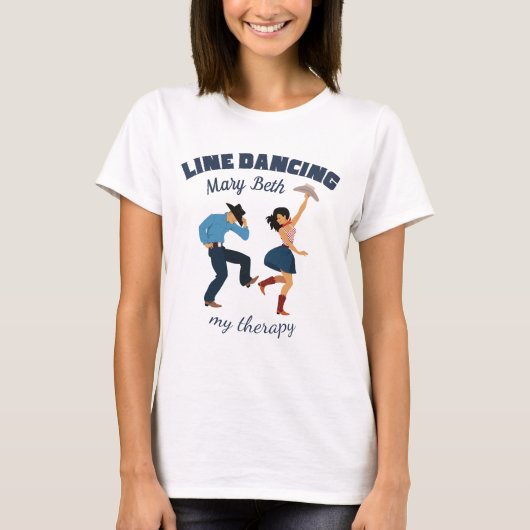 Line Dancing Cowboy und Cowgirl T - Shirt (Vorderseite)