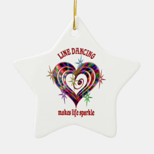 Line Dancing Glitzern Keramik Ornament