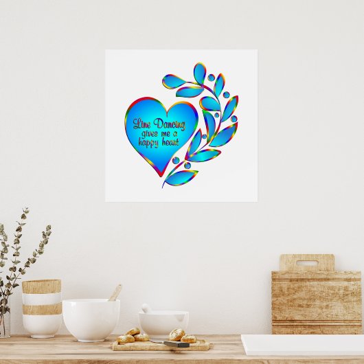 Line Dancing Happy Heart Poster (Küche)