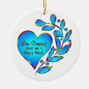Line Dancing Happy Herz Keramik Ornament