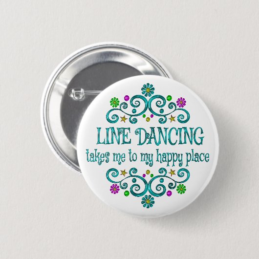 Line Dancing Happy Place Button (Vorne & Hinten)