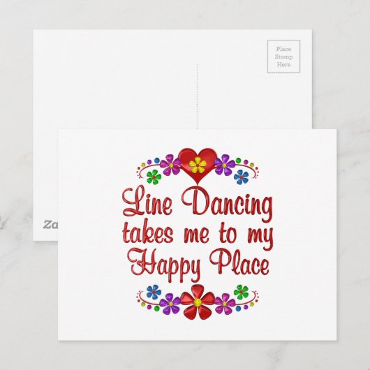 Line Dancing Happy Place Postkarte (Vorne/Hinten)