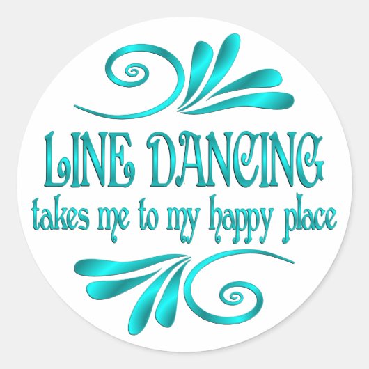 Line Dancing Happy Place Runder Aufkleber (Vorderseite)