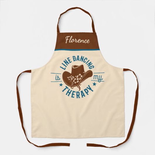 Line Dancing Is My Therapy Funny Dance Monogram Schürze (Vorderseite)