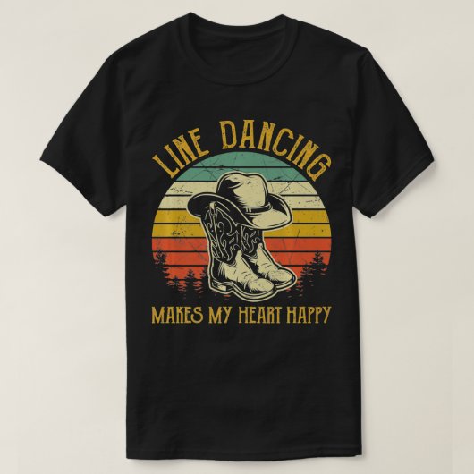 Line Dancing macht mein Herz zu einem fröhlichen H T-Shirt (Design vorne)