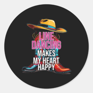 Line Dancing macht mein Herz zu einem glücklichen  Runder Aufkleber