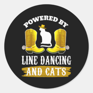 Line Dancing Shirt Funny Cat Lover Country Music L Runder Aufkleber