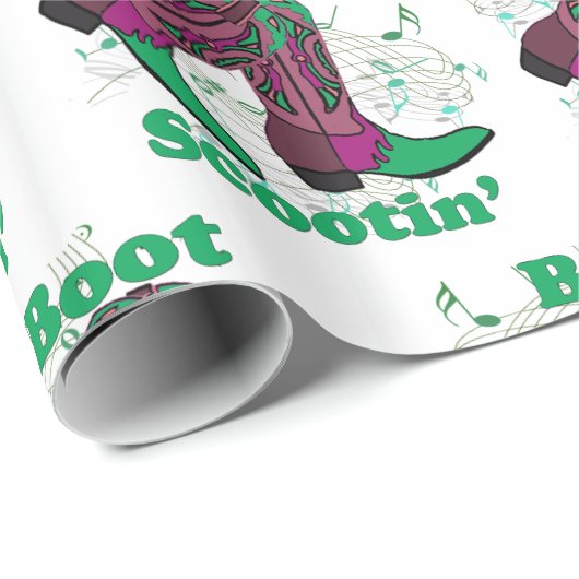 Line Dancing Western Cowboy Boots Boot Scootin' Geschenkpapier (Rolleneckpunkt)