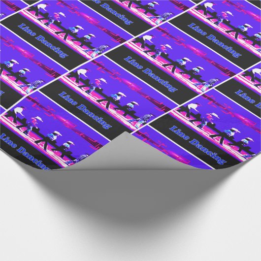 Line Dancing Western Group Blue, Black Pink Geschenkpapier (Ecke)