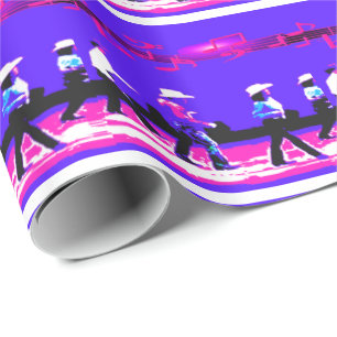 Line Dancing Western Group Blue, Black Pink Geschenkpapier