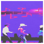Line Dancing Western Group Blue Pink Black (Text) Stoff (Nahaufnahme)
