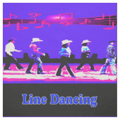 Line Dancing Western Group Blue Pink Black (Text) Stoff (Muster)