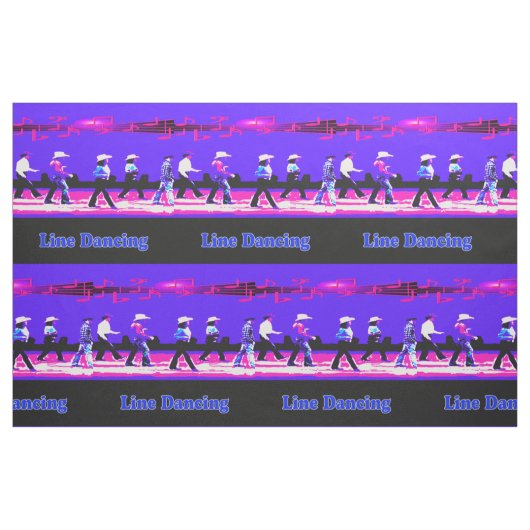 Line Dancing Western Group Blue Pink Black (Text) Stoff (Fat Quarter (45,7 x 55,9 cm))