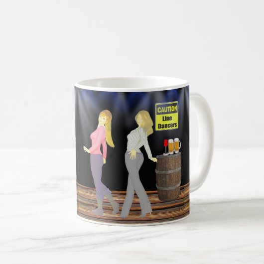 Line Dancing Women mit Vorsicht signieren Kaffeetasse (VorderseiteRechts)