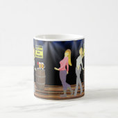 Line Dancing Women mit Vorsicht signieren Kaffeetasse (Mittel)