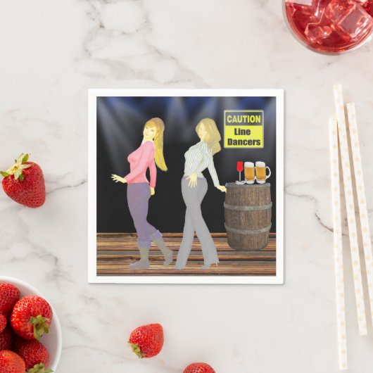 Line Dancing Women mit Vorsicht signieren Party Serviette (Beispiel)