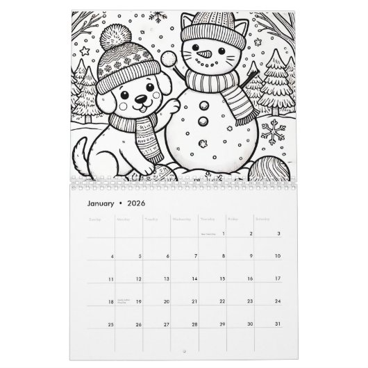 Line Drawings of Cats and Dogs Kalender (Jan 2026)