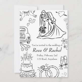 Line Drawn Wedding Invitation Einladung