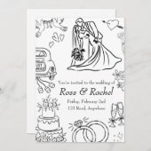 Line Drawn Wedding Invitation Einladung (Vorne/Hinten)