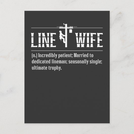 Line Ehefrau Lineman Husband Verheiratet Electrici Postkarte (Vorderseite)
