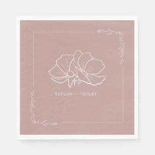 Line Floral Pink Earth Tone Hochzeit Serviette