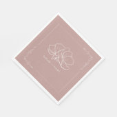 Line Floral Pink Earth Tone Hochzeit Serviette (Ecke)