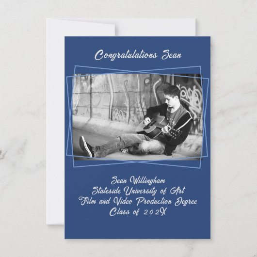 Line Frame Son's Foto Abschluss Ankündigung (Vorderseite)