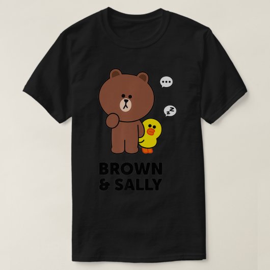 Line Friends Brown and Sally Speech Bubbles Premiu T-Shirt (Design vorne)