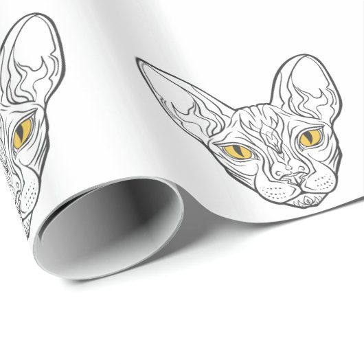 Line Head Ägypten Katze - Wählen Sie die Hintergru Geschenkpapier (Rolleneckpunkt)