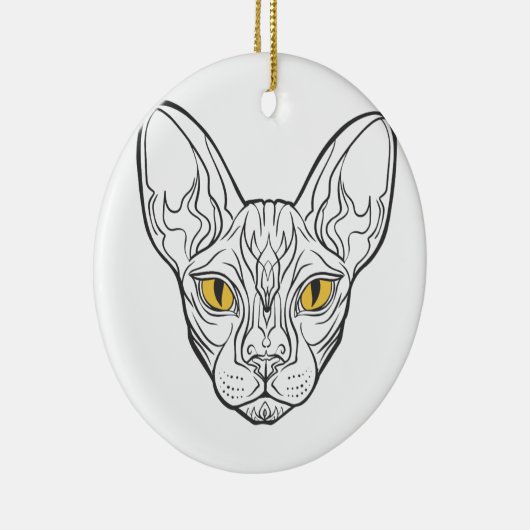 Line Head Egypcat - Wählen Sie die Hintergrundfarb Keramik Ornament (Rechts)