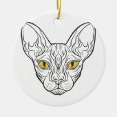 Line Head Egypcat - Wählen Sie die Hintergrundfarb Keramik Ornament (Vorne)