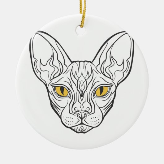 Line Head Egypcat - Wählen Sie die Hintergrundfarb Keramik Ornament (Vorne)