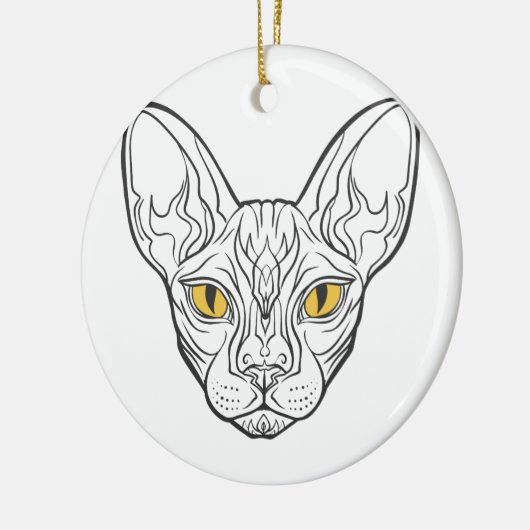 Line Head Egypcat - Wählen Sie die Hintergrundfarb Keramik Ornament (Links)