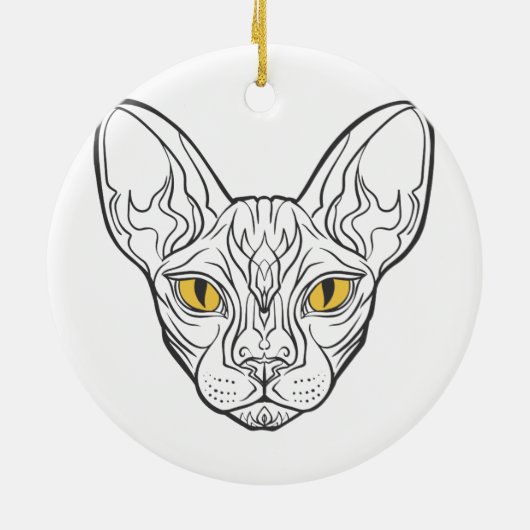 Line Head Egypcat - Wählen Sie die Hintergrundfarb Keramik Ornament (Hinten)