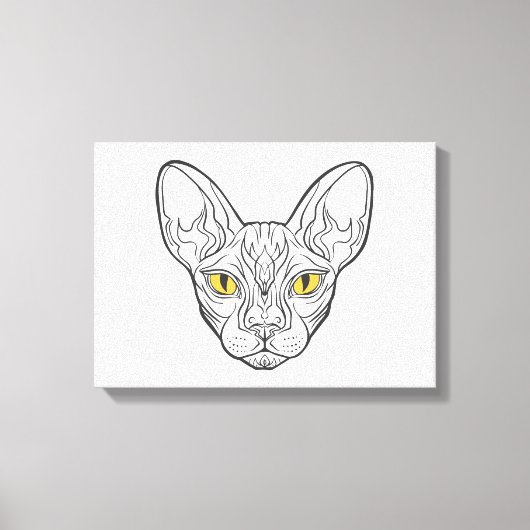 Line Head Egypcat - Wählen Sie die Hintergrundfarb Leinwanddruck (Vorderseite)