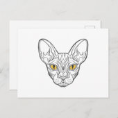 Line Head Egypcat - Wählen Sie die Hintergrundfarb Postkarte (Vorne/Hinten)