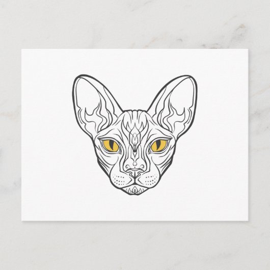 Line Head Egypcat - Wählen Sie die Hintergrundfarb Postkarte (Vorderseite)