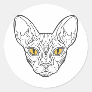 Line Head Egypcat - Wählen Sie die Hintergrundfarb Runder Aufkleber