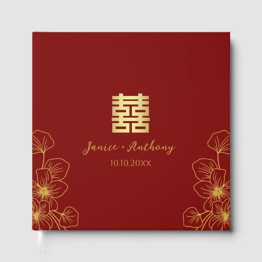 Line Kirschblüte Chinesische Hochzeit Doppel xi Gästebuch (Vorderseite)